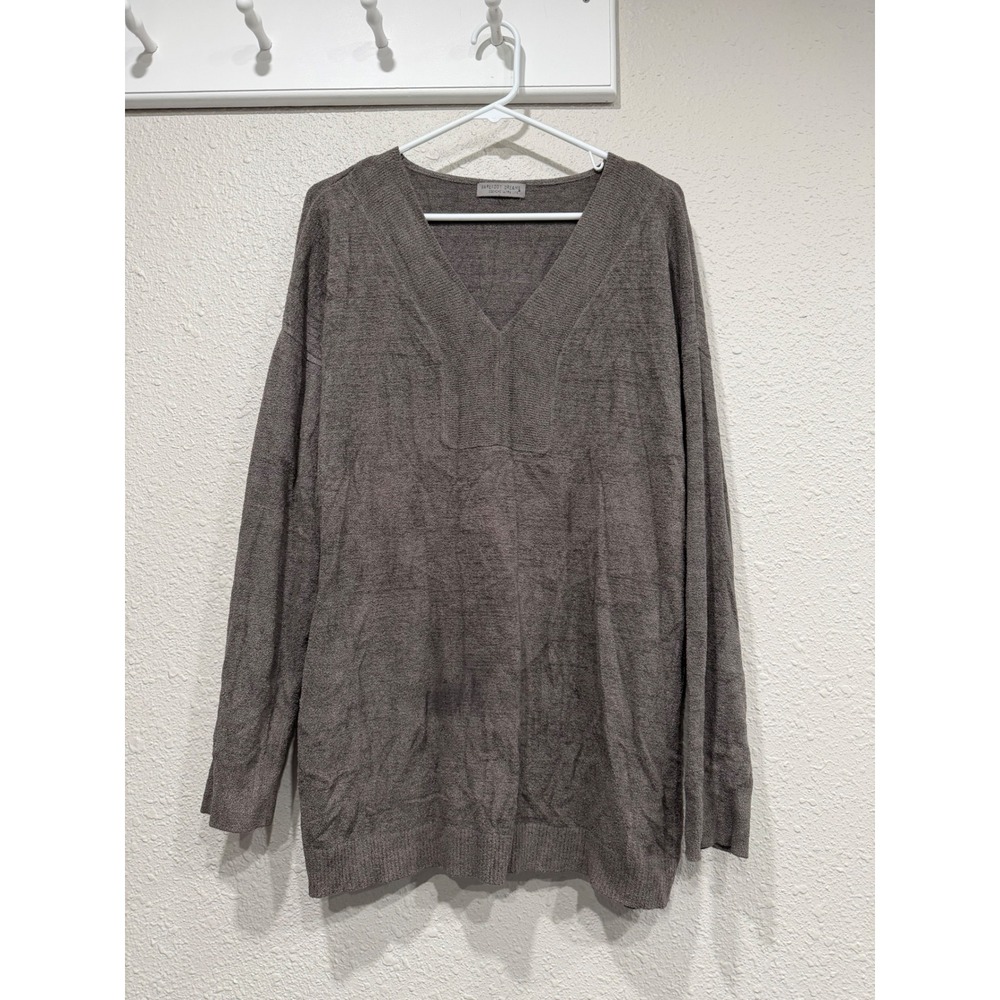 Barefoot Dreams CozyChic Ultra Lite Tunic Sweater XL Gray V-Neck Soft Loungewear - Picture 2 of 8